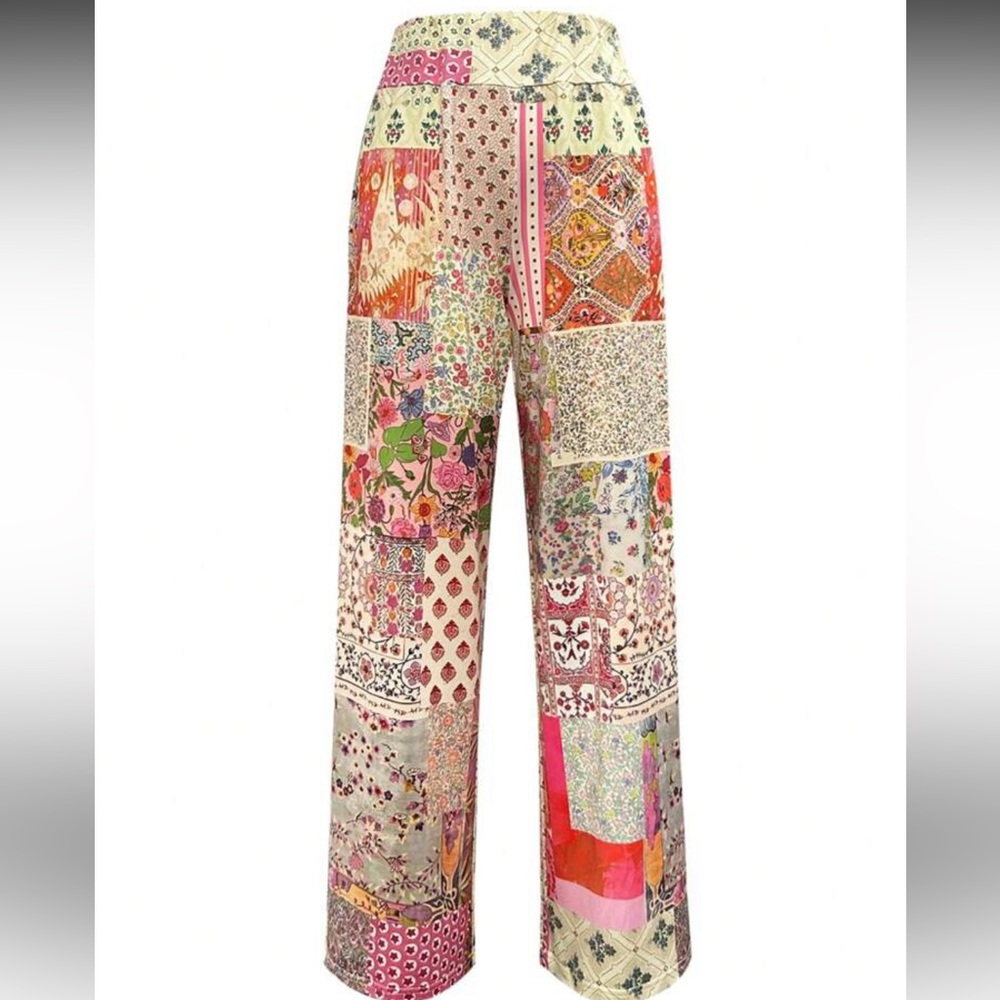 Patchwork Bohemian Wide-Leg Pants - Picture 3 of 3